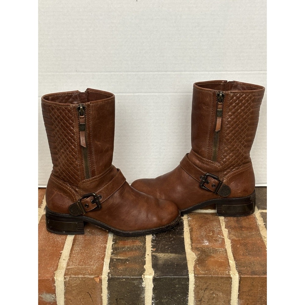 Vince Camuto Whynn Moto Quilted Boots‎ Women's 9.5  Brown Mid-calf Biker (LVG)